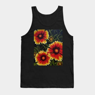 Orange Flowers in Grass Tank Top